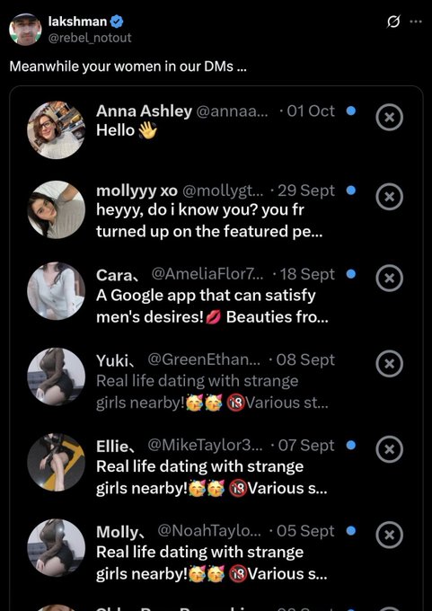 Basedgoymemes's tweet photo. Indians think the fake scam bot DMs they're receiving are from real women and are trying to flex it 🤣 https://t.co/vMGc4N7goi