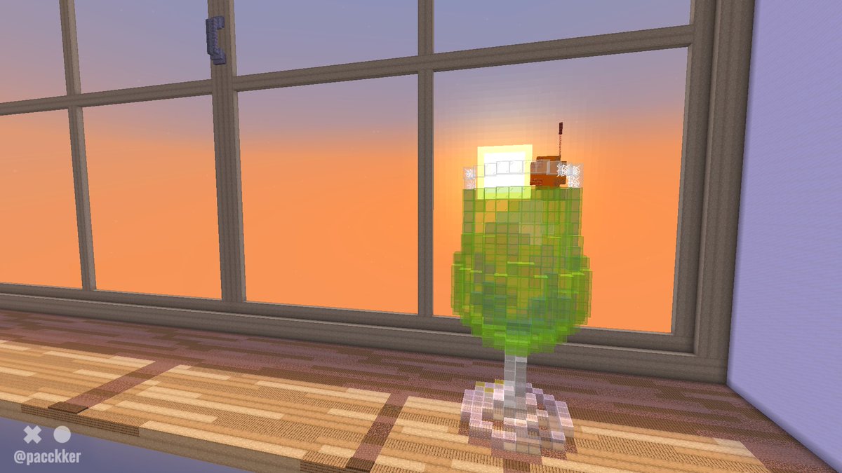 pacckker's tweet photo. 夕日のメロンソーダ

僅かな時間だけフロートになる
#Minecraft #真夏のアイス建築祭 https://t.co/GX3esLVDpR