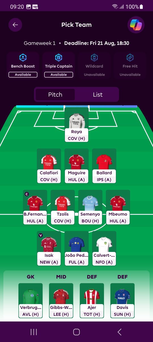 Chidgeotto's tweet photo. @FPL__Raptor No Haaland BBGW1 https://t.co/ouzkkZflL0