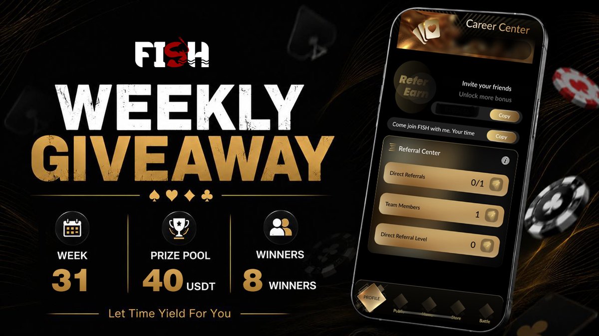 _fishyield's tweet photo. 🎉New week #Giveaway popping off

🎁Week 31 | 40 $USDT | 8 winners | 5 days

✅Follow us on X,
interact with the post(❤️+ 🔁),
Invite friends to try FISH dApp and share your Referral Center screenshot here.

🔗https://t.co/4z1emwBlKc https://t.co/darGZ1zPKX