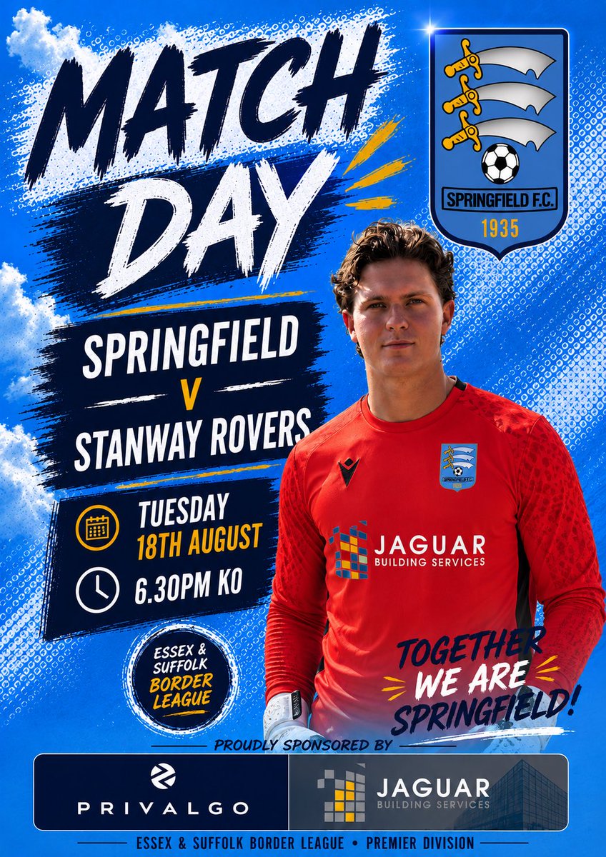 Springfield1935's tweet photo. The 1st Team go again this evening at Arun Park in a 6.30pm Ko. 

Come along and support your club as we host @StanwayRovers Reserves. https://t.co/bcUPAvMdrv