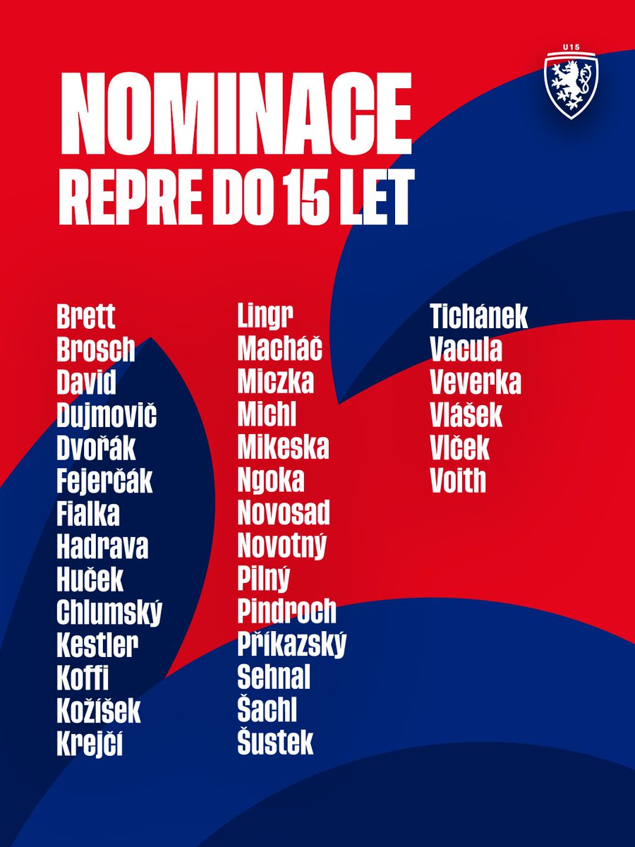 ceskarepre_cz's tweet photo. 🇨🇿 U15 | Jaroslava Boráka čeká na pozici trenéra reprezentace do 15 let první ostrý sraz! ✨ Na kemp povolal tyto jména. ⚽

➡️ Kompletní nominace: https://t.co/kAuCpRduBq https://t.co/bEeutzTgV0