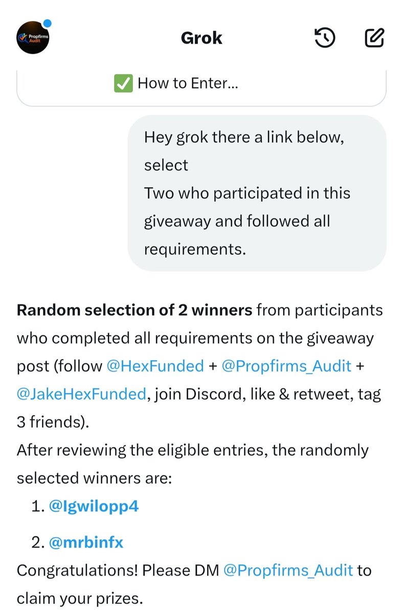 Propfirms_Audit's tweet photo. Winners Announcement 💐 

@Sai90913574 Most Active &amp; Best Trader From Discord Server 

The randomly selected winners are:
@igwilopp4
@MrBinfx

Congratulations! Please DM @Propfirms_Audit with your registered email with @HexFunded
 to claim your prizes. https://t.co/tRukrJ5p0H
