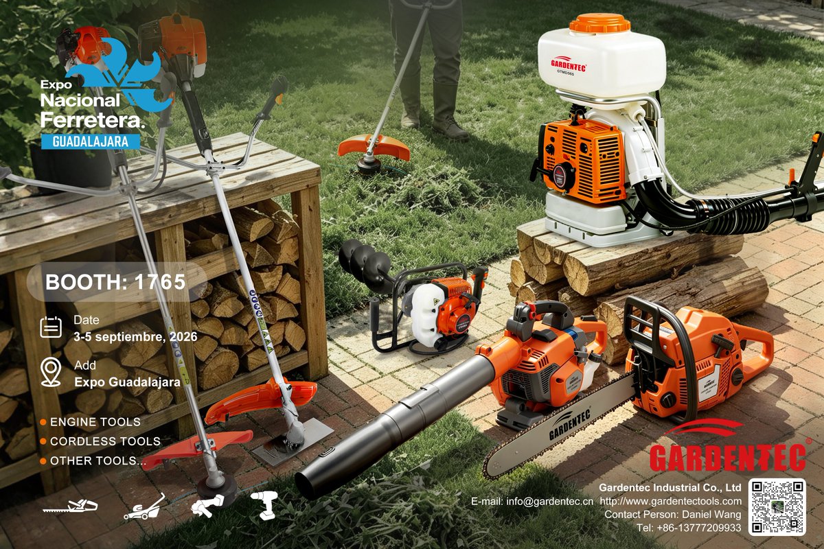 GardentecI97826's tweet photo. Meet GARDENTEC at Expo Nacional Ferretera 2026 #ENF2026
🗓️ Sep 3‑5
📍 Expo Guadalajara
📌Booth #1765
Specialized in gasoline garden tools and power tools.
Looking forward to meeting you face‑to‑face in Guadalajara.
#ExpoNacionalFerretera
#GardenTools
#Guadalajara
#GARDENTEC https://t.co/46fK9cQPTw