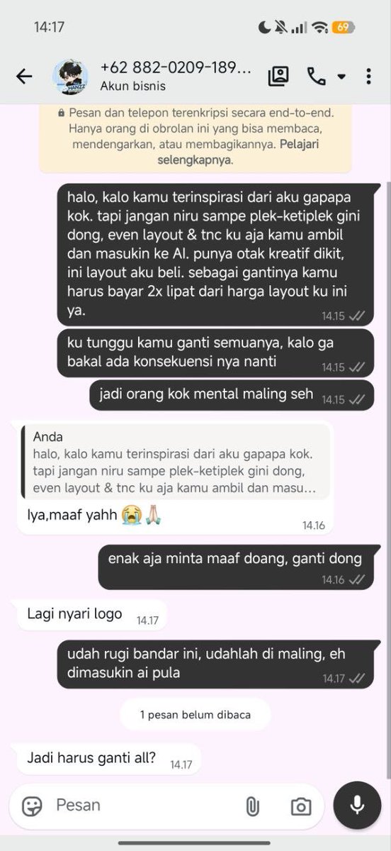 TidyByte's tweet photo. Pelaku sudah terlebih dulu di reachout cust Rion, bisa dilihat aja ketiplek bahkan ke isi teksnya juga 😔 https://t.co/AZ20tiwtLI