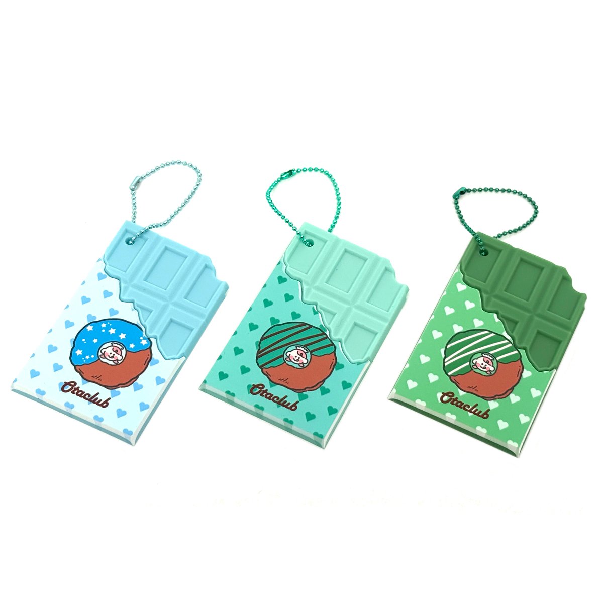 otaclub's tweet photo. 【新商品開発中】チョコレートキーホルダーのカラー一覧です！イチゴ、フランボワーズ、ラムネ、ミント、抹茶、ホワイト、ミルク、ビターです！色が多くてどれを選んでも可愛く仕上がると思います！
価格は100個作ってもらった場合の単価が180円くらいになります！めちゃくちゃお得です！！ https://t.co/x22FnffQpo
