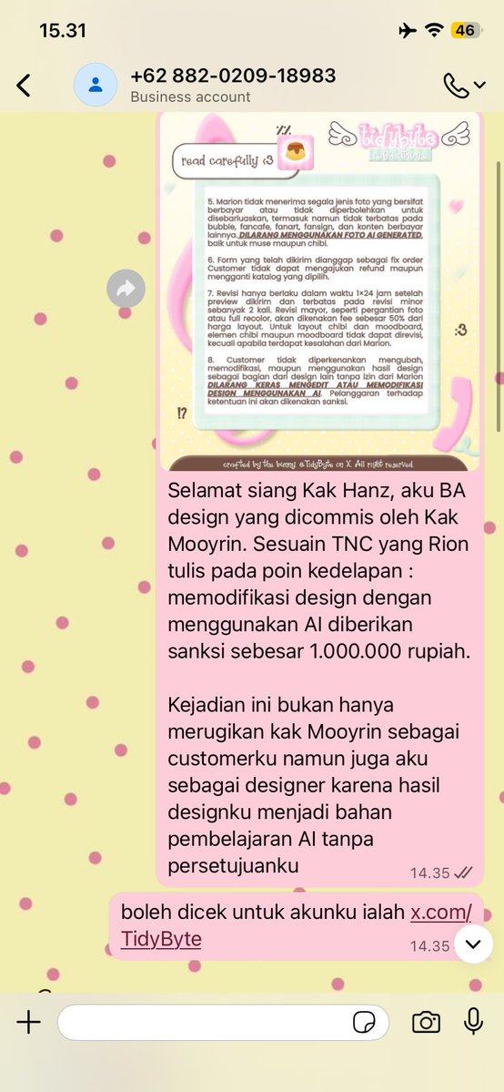 TidyByte's tweet photo. Setelah dikabarin, Rion langsung reachout dan TARA.. bahkan dia nggak ada meminta maaf or anything 😞 Mau marah juga ngga sanggup jadi yasudah aku izin bawa ini ke publik https://t.co/ft71JOGp9N
