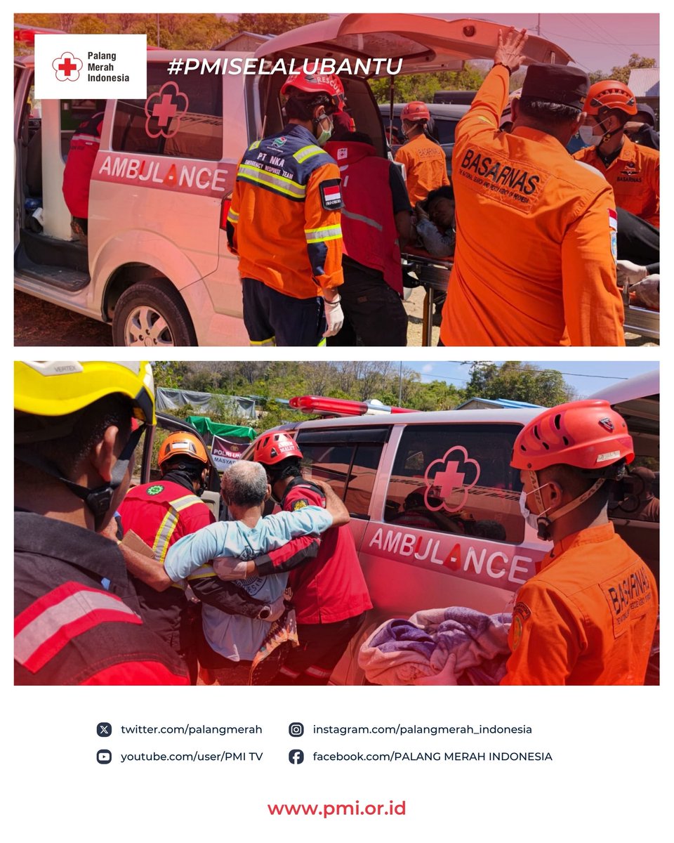 palangmerah's tweet photo. Palang Merah Indonesia (PMI) memperkuat layanan kesehatan bagi masyarakat terdampak gempa di Dampek, Kecamatan Lamba Leda Utara, Kabupaten Manggarai Timur, Nusa Tenggara Timur. Sejak Senin (17/8). 

Ambulans PMI beroperasi untuk membantu merujuk pasien yang membutuhkan penanganan lebih lanjut sekaligus menjemput warga dari lokasipengungsian menuju Posko Layanan Kesehatan Terpadu atau Rumah Sakit Lapangan di Damer, Dampek.
