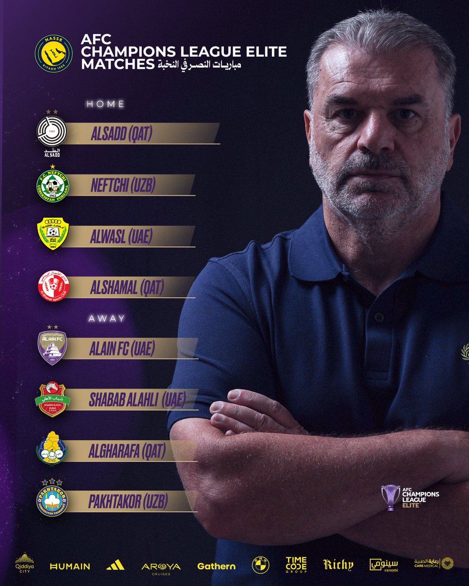 AlNassrFC_EN's tweet photo. The ACL Elite draw is set 🌏 
Wishing Nassr the very best on the road ahead 💛 https://t.co/56N1c9UR06