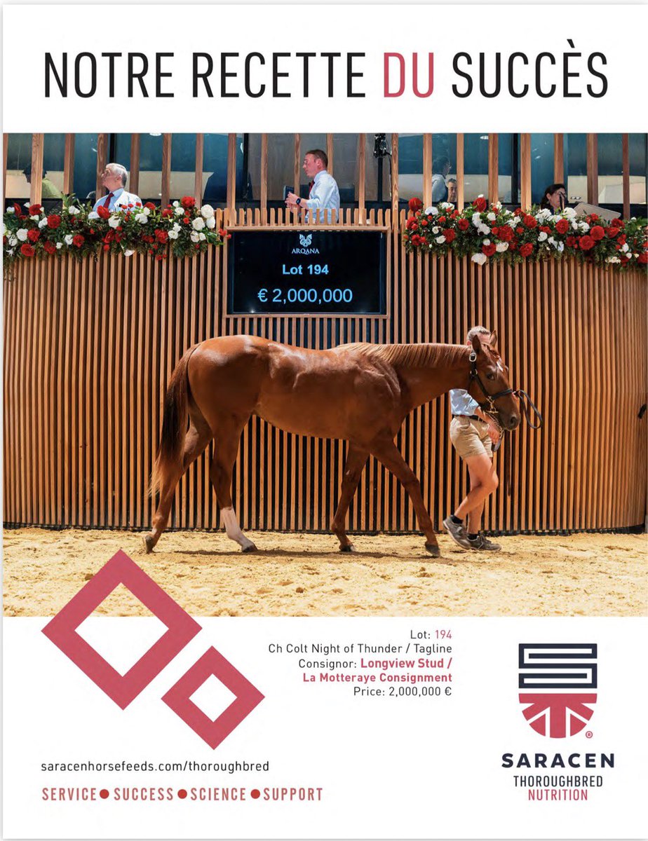 theTDN's tweet photo. Notre Recette du Succès @SaracenTB 

Lot 194
Colt by Night of Thunder 
Consignor: @longviewstud / @La_Motteraye 
Price: €2,000,000 https://t.co/UDE3Gf6Hpd