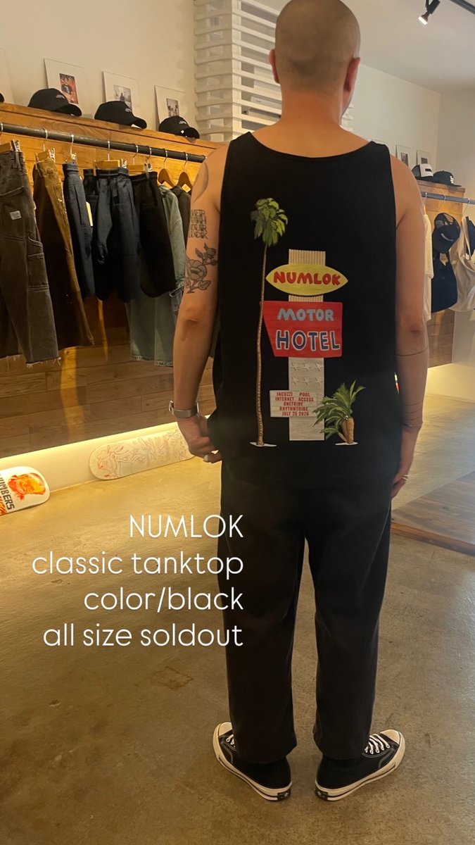 NUMLOK0463's tweet photo. NUMLOK MORTOR MOTEL
CLASSIC TANK TOP
COLOR/black 
all size soldout https://t.co/LVt46Qpz16