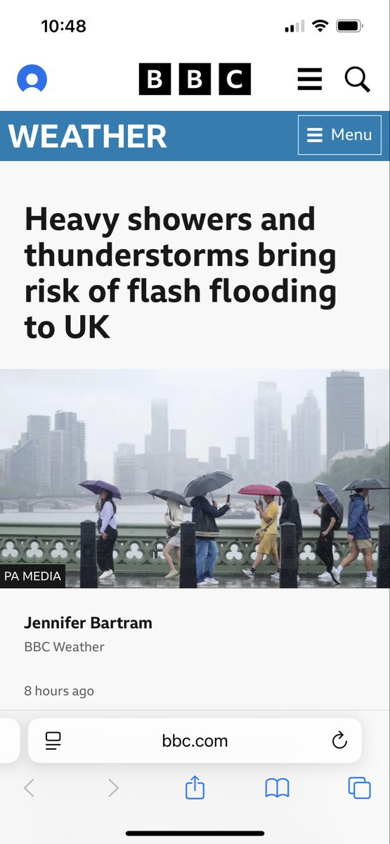 chatswithem's tweet photo. We are a joke country 

"Wet weather is forecast for parts of the UK following a summer of record-breaking heatwaves and widespread drought.

Where the heaviest showers do fall, there is a risk of hail, lightning and the potential for flash flooding."

https://t.co/TI2xl3LSI7 https://t.co/it6CEOOphE