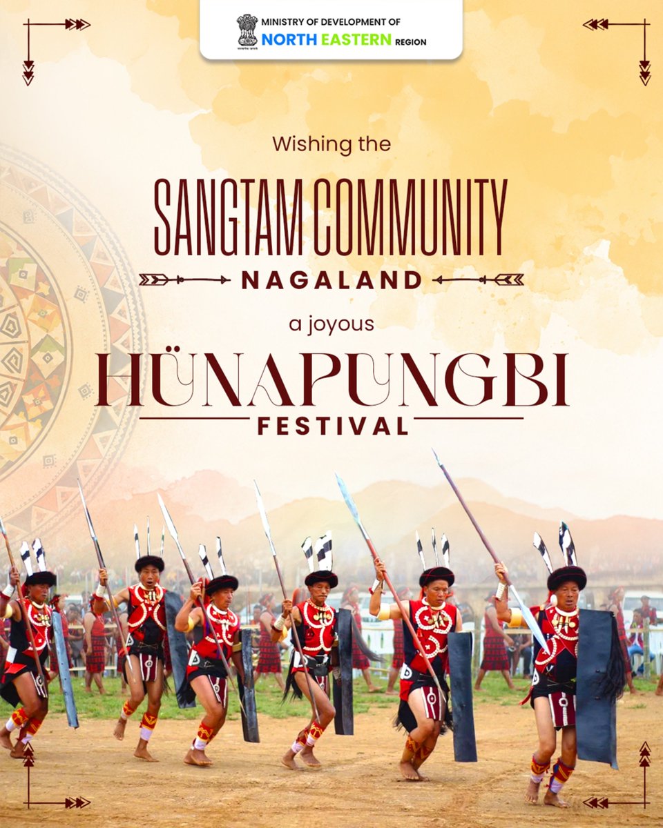 MDoNER_India's tweet photo. Warm greetings to the Sangtam brothers and sisters of Nagaland on the occasion of Hünapungbi Festival.
May this celebration bring joy and strengthen the bonds of togetherness among the people.
#MDoNERIndia #FestivalsOfNER #Nagaland https://t.co/65GY7edn5A