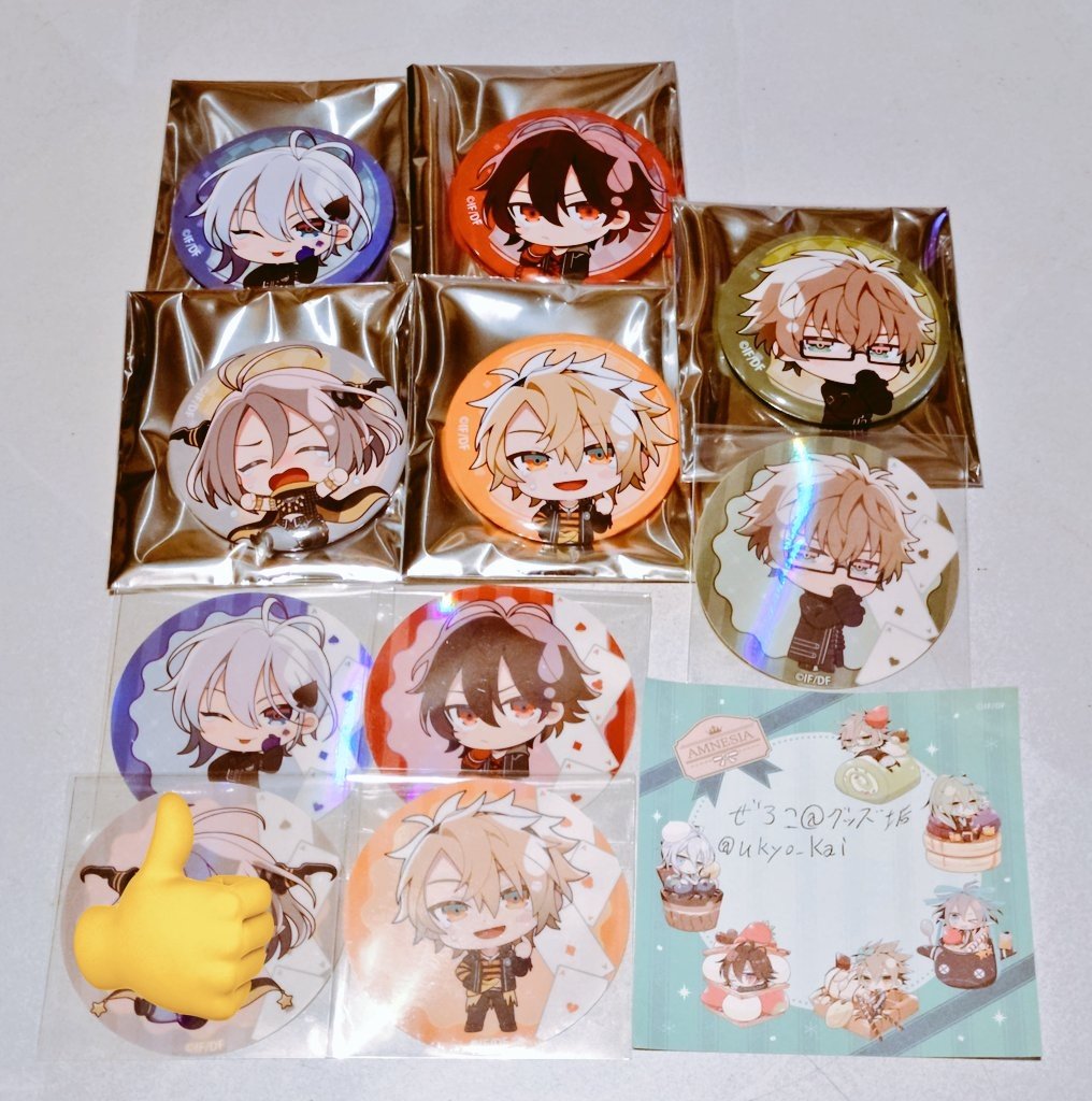ukyo_kai's tweet photo. 【交換・譲渡】うるっこ オトメイトAMNESIA アムネシア
アクスタ スッテカー 缶バッジ 特典

譲) シン イッキ ◯ケント トーマ ◯オリオン
特典シン イッキ

求) ウキョウ or 定価+送料

譲渡は◯含めてお願いします、特典譲渡は3000円毎に1枚お譲り可能です。
検索からでも気軽にお声掛けください！ https://t.co/EACYATlmqu