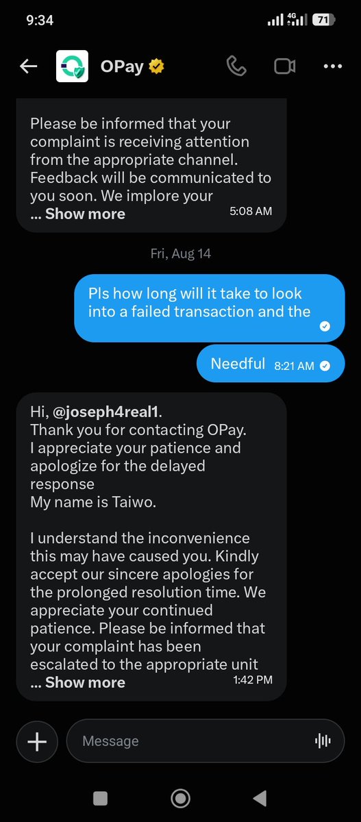 joseph4real1's tweet photo. @OPay_NG I think this will take forever because you people keep messaging me privately without refunding my money, keep up the good work. This is a good way to be there for your customer in time of trouble.... https://t.co/7nhv7iLaX2