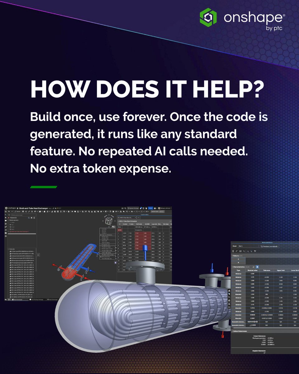 Onshape's tweet photo. 🚀 FeatureScript MCP Server is now available in the Onshape App Store. Design custom features without writing code. Just describe what you need and let AI handle the FeatureScript. Here’s everything you need to know, and how to get started: https://t.co/0EIfT566wa https://t.co/ErlVpvGVC8