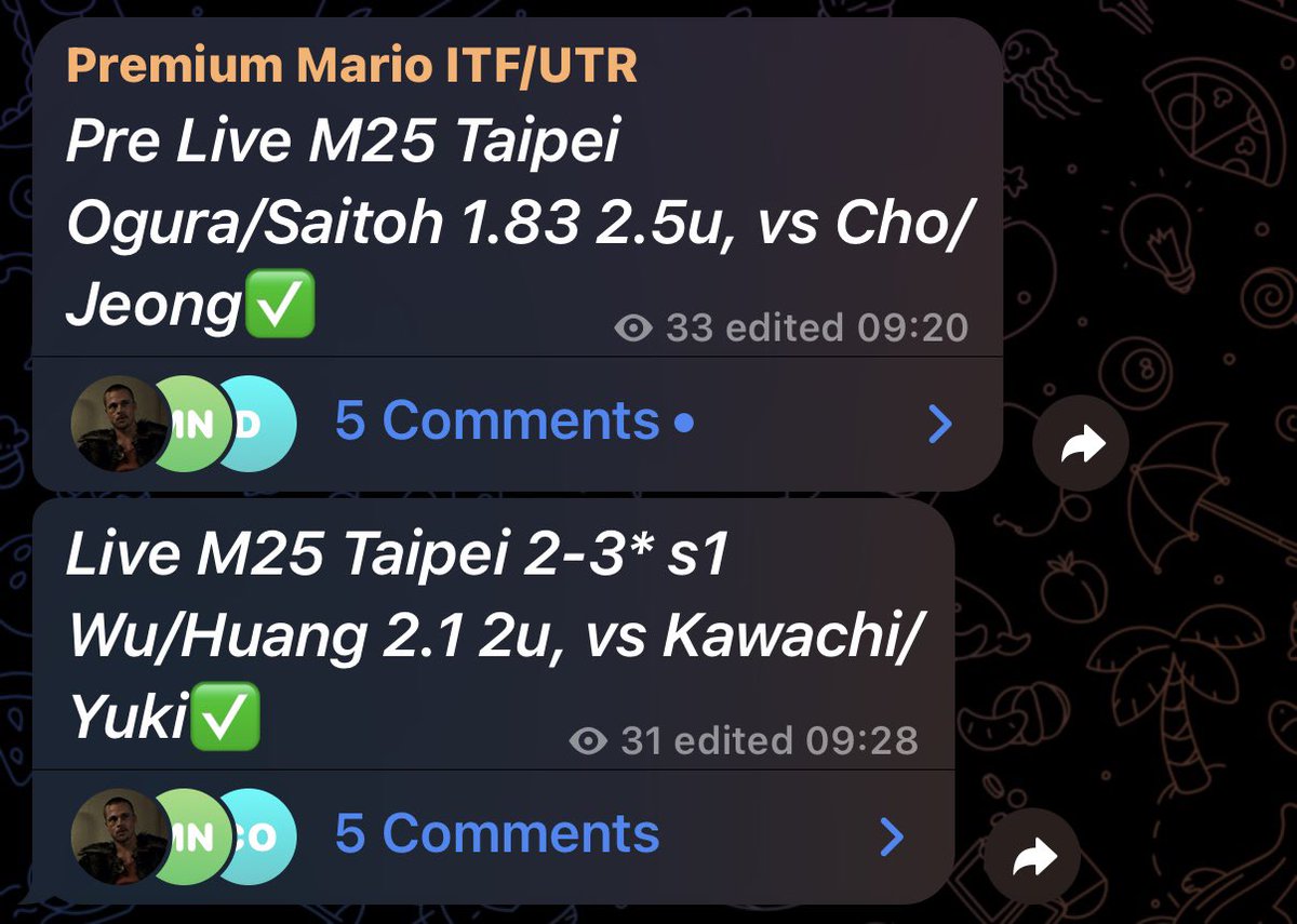 MarioTennis_'s tweet photo. Sweep today on my ITF paid group in Asian events :)✅ Also shared the highest stake bet to my free channel and they clutched in a STB https://t.co/Aluvvs3bXT
