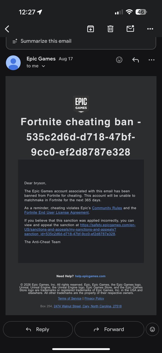 Sroger_rogers's tweet photo. @Fortnite I was given a false ban and I can’t appeal it PLEASE https://t.co/qUYPmj41Rb