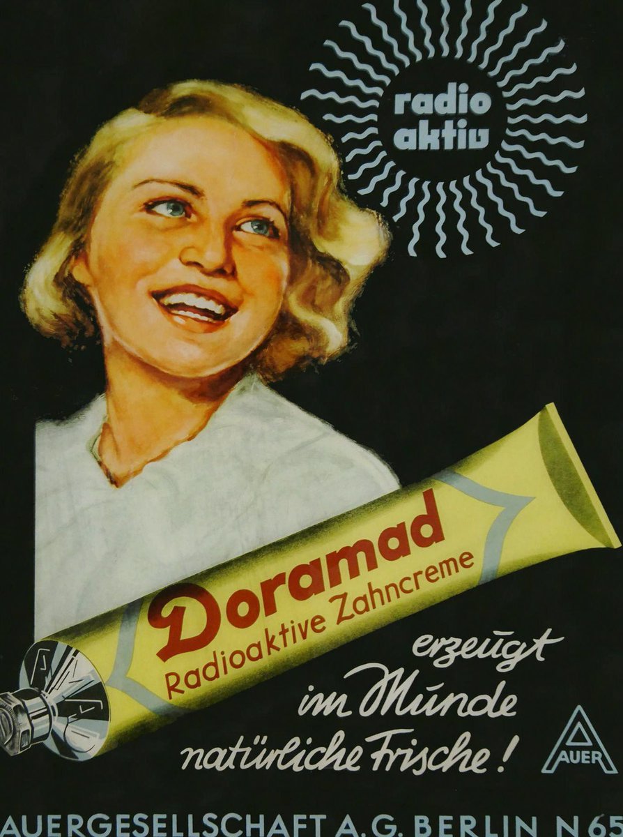 barnettkeis8g's tweet photo. Doramad was a radioactive toothpaste, sold till 1945 in germany. They advertised with: „For a radiant smile“ and „Healthy to the core“
#Shocking #EOMIRACLE https://t.co/TVAE80A8Qy