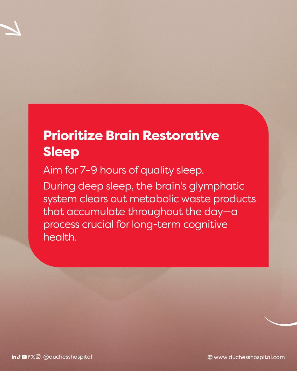 DuchessHospital's tweet photo. Your brain is the command centre of your life.
But are you giving it the maintenance it deserves? Like any other organ, your brain thrives on specific habits that support longevity, focus, and cognitive sharpness.
#Brain #BrainHealth #CognitiveWellness #Duchesshospital https://t.co/xLqjd02lRf