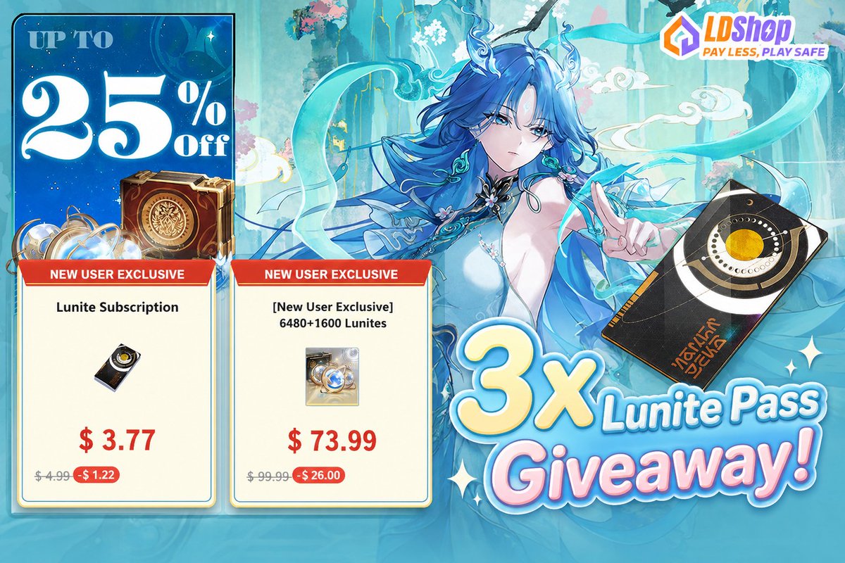 yumeneko_art's tweet photo. 🎁 3x Lunite Pass Giveaway!

How to Enter:

• Follow +RT
• Comment your savings

✨ 3 Winners will be selected!

BONUS : Grab your Lunites from LDShop for up to 25% OFF!

https://t.co/qZTExKMN1a

Ends next week, Good luck!

#WutheringWaves https://t.co/USCgD425Gp