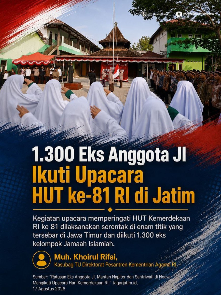 chanzyeolk's tweet photo. Dulu musuhan, sekarang pelukan. Kisah mengharukan para eks napiter yang akhirnya 'pulang' ke pelukan NKRI. Mereka ikut upacara bendera dan berikrar setia. Momen langka yang bikin adem https://t.co/WWPobvxpqq