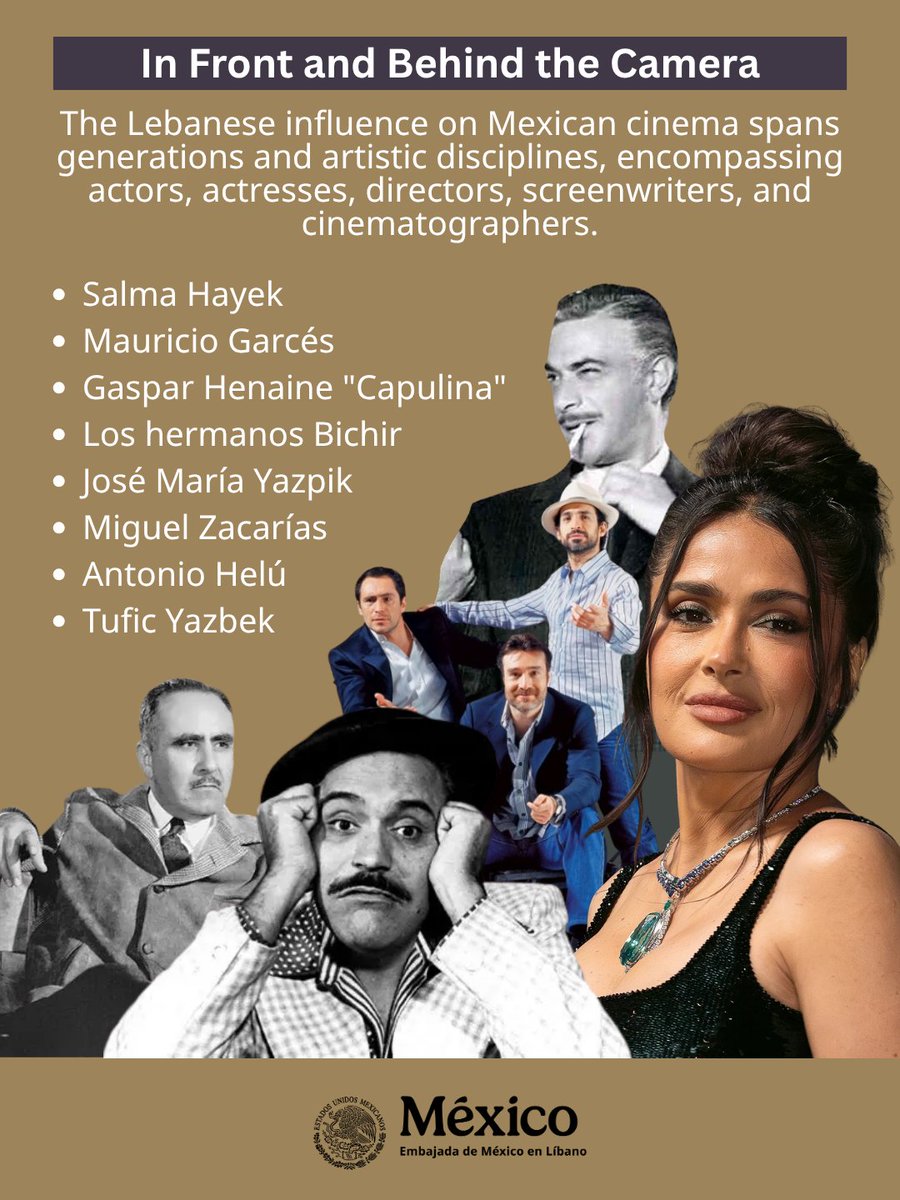 EmbaMexLb's tweet photo. 🎬🇲🇽 On Mexican Cinema Day, we celebrate not only Mexico's rich cinematic tradition, but also the remarkable contributions of the Lebanese community and its descendants to the country's film industry. #DíaNacionaldelCineMexicano https://t.co/2jQmbkmZ53