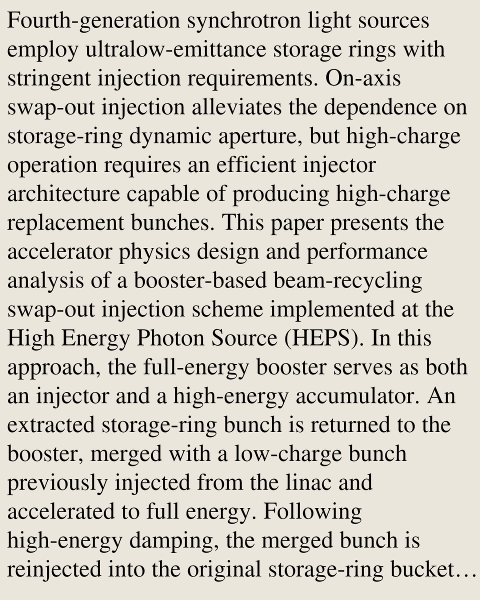 AcceleratorPhy's tweet photo. Booster-based beam recycling for swap-out injection at the High Energy Photon Source

Zhe Duan, Jinhui Chen, Yaoyao Du, Yuanyuan Guo, Jun He, Xiyang Huang, Daheng Jia, Jingyi Li, Fang Liu, Peng Liu, Zhi Liu, Xiaohan Lu, …
https://t.co/Ye9AwpmsBE [𝚙𝚑𝚢𝚜𝚒𝚌𝚜.𝚊𝚌𝚌-𝚙𝚑] https://t.co/iJW22lVwp1