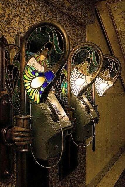 designskye_'s tweet photo. art nouveau telephone lamps at Harrods in London https://t.co/8PJvBFEKaO