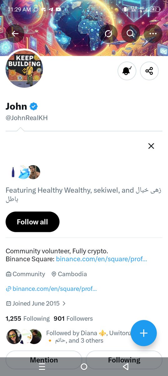 UserU91038's tweet photo. @JohnRealKH I'm willing to support you by following you across your socials as you do support your community. I love seeing a person supporting community. Let it be #999 and more 

#BNB 
@JohnRealKH . #BNB999 .. My friends @Moi_121257 , @ComedianWaris , @crypanda_ follow @JohnRealKH https://t.co/NQxBPsHVWg