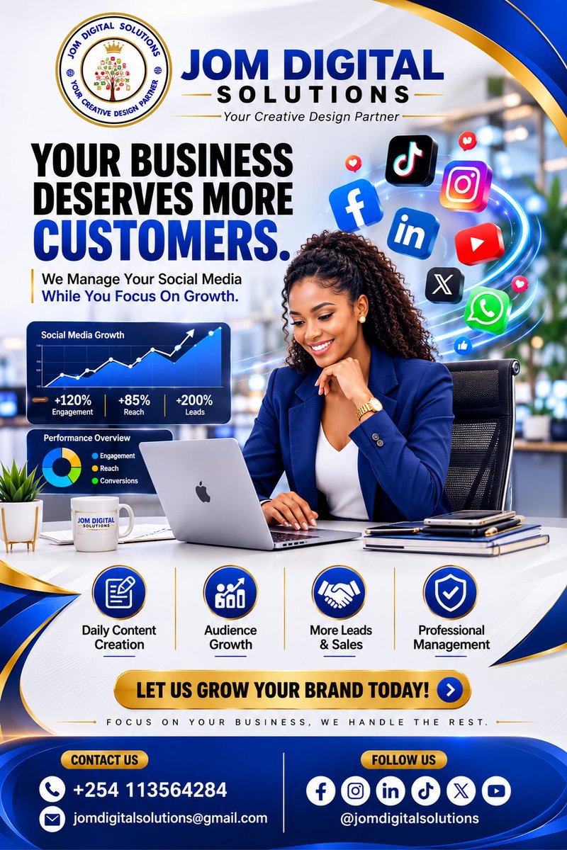 JomDigital73084's tweet photo. Your business deserves MORE customers. Let JOM DIGITAL SOLUTIONS turn your social media into a lead and sales machine.🔥

📲 +254 113 564 284
📧 jomdigitalsolutions@gmail.com
#DigitalMarketing #SocialMediaManagement #BusinessGrowth #JOMDigitalSolutions https://t.co/9S8jDGaV37