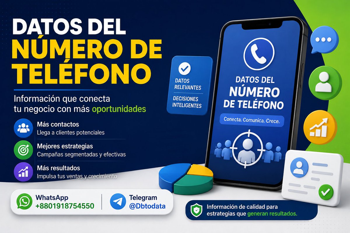 esdbtodata's tweet photo. Potencia tu estrategia de marketing con información organizada y segmentada. 🎯
Encuentra nuevas oportunidades y conecta con clientes potenciales.
📲 WhatsApp: +8801918754550
✈️ Telegram: @Dbtodata
#DatosDelNúmeroDeTeléfono #MarketingDigital #BaseDeDatos #ClientesPotenciales https://t.co/LjEuaJztNK