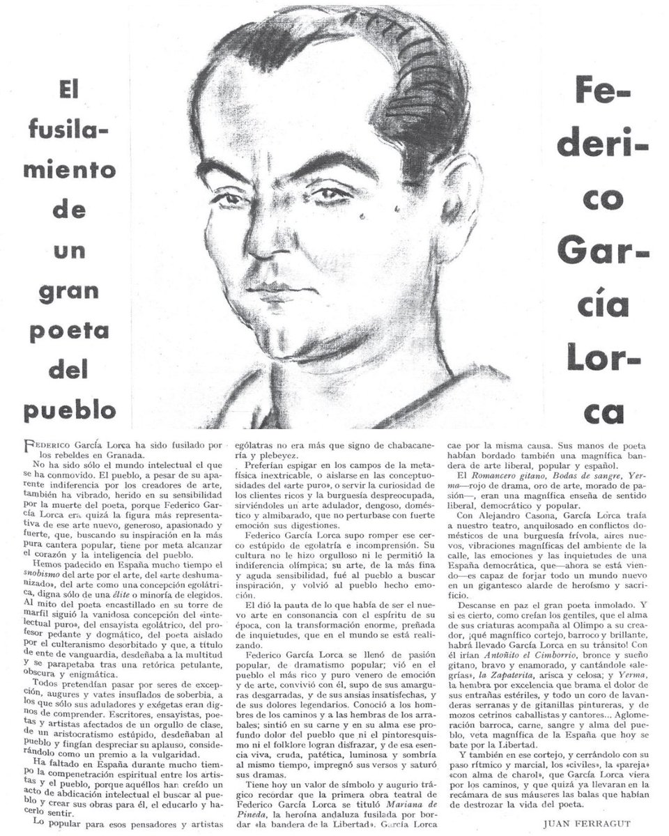 BNE_biblioteca's tweet photo. 🥀El 18 de agosto de 1936 fue fusilado Federico García Lorca. Explora las noticias publicadas en la prensa histórica desde ese día hasta final de año en la Hemeroteca Digital.
🔗https://t.co/wUhONAcVQ6 https://t.co/HaaZyZIZ0c