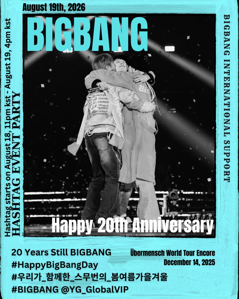 BIGBANGintl's tweet photo. 👑 VIPs, what year did you become a VIP?

2006? 2010? 2015? 2020? Or just recently? 💛

Reply with the year you joined the VIP family and tell us the BIGBANG song that started it all for you! 🎶

Let’s fill the timeline with 20 years of VIP memories. 👑✨

20 Years Still BIGBANG
#HappyBigBangDay
#우리가_함께한_스무번의_봄여름가을겨울
#BIGBANG @YG_GlobalVIP