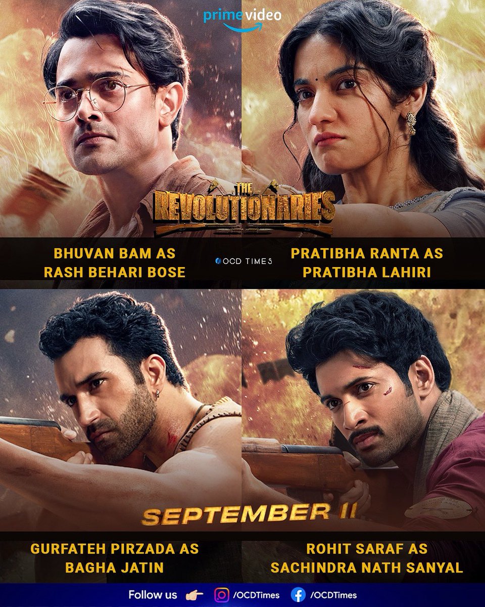 ocdtimes's tweet photo. #TheRevolutionariesOnPrime, New Series, Sept 11
.
Directed by Nikkhil Advani (#KalHoNaaHo, #BatlaHouse, #Vedaa)
.
#OCDTimes #BhuvanBam #GurfatehPirzada #PratibhaRanta #RohitSaraf #JasonShah #NikkhilAdvani #TheRevolutionaries #PrimeVideoIn https://t.co/VfvLIcUiH6