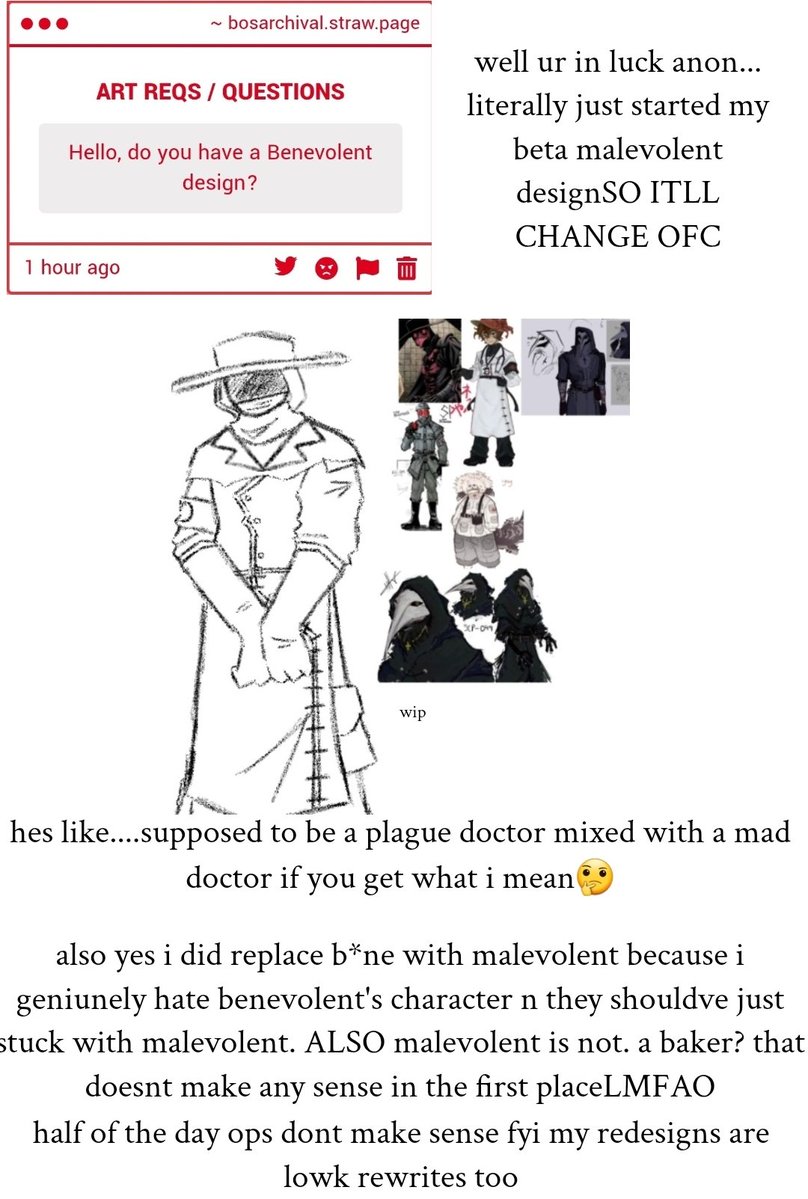 bos_archival's tweet photo. I get the #daysunion was made in 2018, but oh my LORD literally nothing makes sense Ill go on a rant aboutthis soon if anyones interested or just ranting aboutmy rewrites...
should i give him a plague mask too?? anything else i should add to him? https://t.co/KUk4GeHSTz