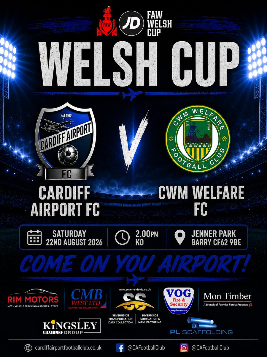 CAFootballClub's tweet photo. If you follow @BarryTownUnited why not come along to Jenner Park on Saturday and get behind Cardiff Airport, bring a Barry Town Season ticket and get in for a reduced £3 entry. More support for the club house run brilliantly on match days. ✈️💙⚽️ https://t.co/FTrtUDQdia