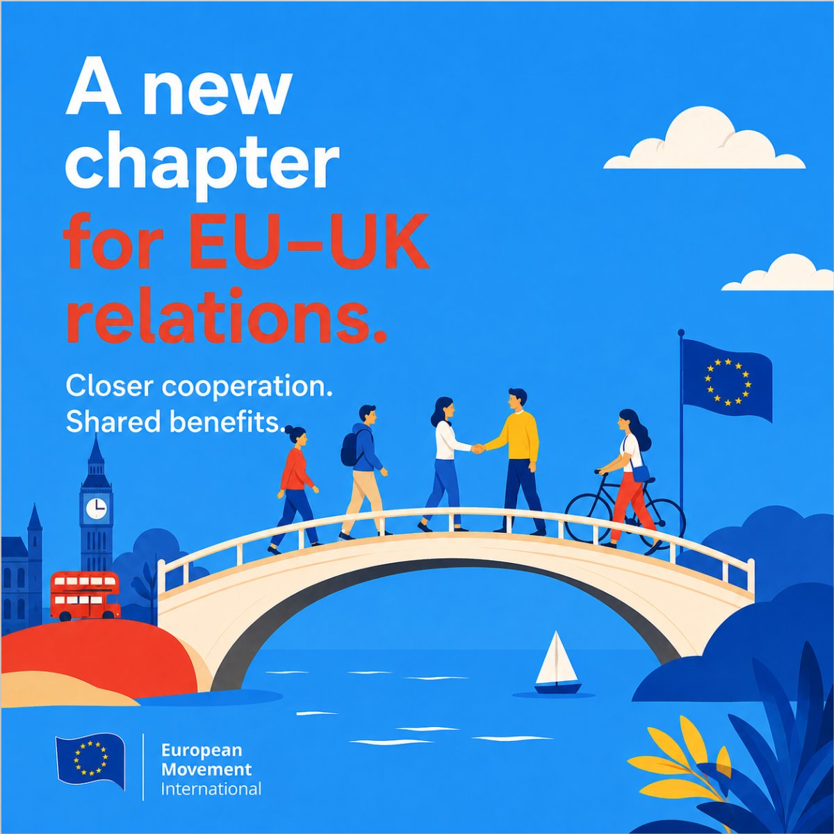 EMInternational's tweet photo. A new chapter for EU–UK relations.

The UK has a new PM. The opportunity is clear: deeper cooperation on youth mobility, trade, climate and security.

The door to a more united Europe remains open. 🇬🇧🇪🇺

#UKEU #EuropeanMovement https://t.co/IsyYETZdjF