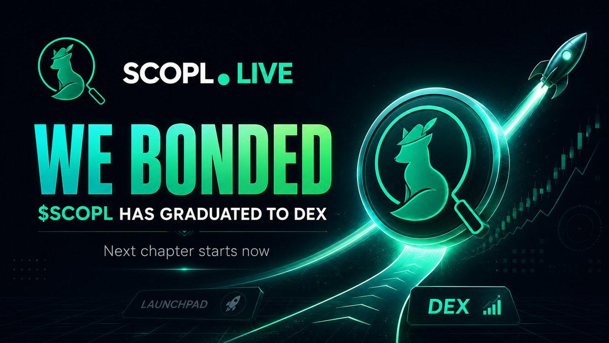 scopl_live's tweet photo. WE BONDED. 🚀

$SCOPL has officially graduated from @ponsfamily and is now live on DEX.

The launch phase is over. The next chapter starts now.

And yes, today’s trading competition is still live. 👀

@dexscreener link👇

https://t.co/SgOLE6KF8K https://t.co/2J5Na68DEi