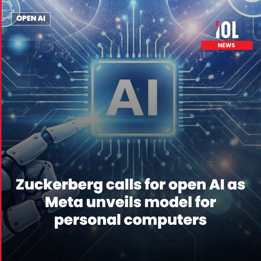 IOL's tweet photo. Meta Chief Executive Mark Zuckerberg called Monday for lower barriers for open source AI, as his company introduced a new model that can run on a personal computer.
Read on https://t.co/hJkiIbKlC9
#news #Meta #MarkZuckerberg #OpenAI #PersonalComputer https://t.co/MDZZNNb5ID