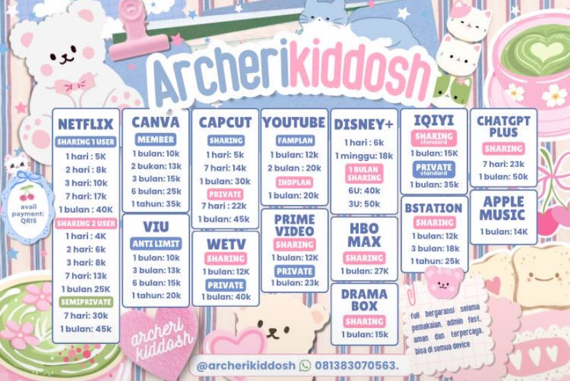 archerikiddos's tweet photo. @carmendiegoo AKU READYYY &amp; ADMIN FAST, GARANSI FULL YAAA INI PRICELIST NYA 💓❗️

🎟️ order : https://t.co/GLnpS20XiB 
🍵 testi : https://t.co/SfiuJZCC9G
💳 payment : Qris https://t.co/2VqlBymeDJ