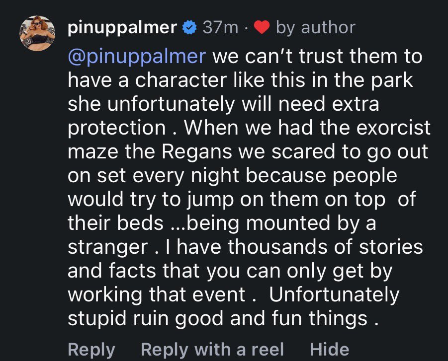 SassySledgehmmr's tweet photo. A friend who worked for Universal brought up some good points about having Nikki roam around. @HorrorNightsORL @HorrorNights please protect your actors!! https://t.co/fwf8n9cHdY