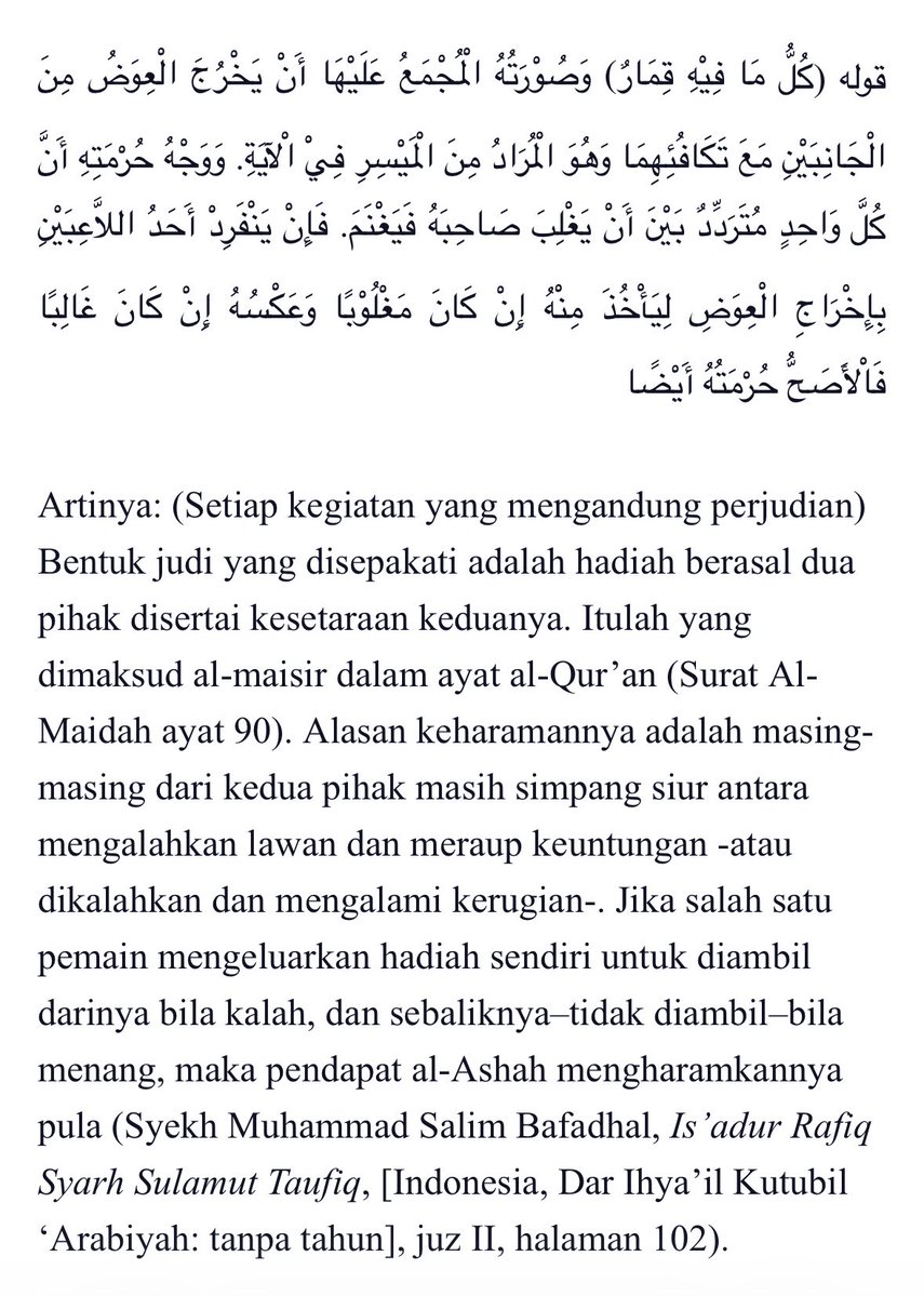 lilaccountz's tweet photo. kalo muslim, baiknya dihindari saja ya guys. soalnya ini ada indikasi gambling dan semacam taruhan.

intinya = kita bayar di awal. kalo kalah duit hangus, kalo menang dapet duit dari org yg kalah.

hadiah yg didapat dari iuran/duit peserta yg dikumpulkan ini jatuhnya bisa masuk ke praktik judi dan ini haram walau semua peserta saling sepakat dan rela akan hal ini 😄