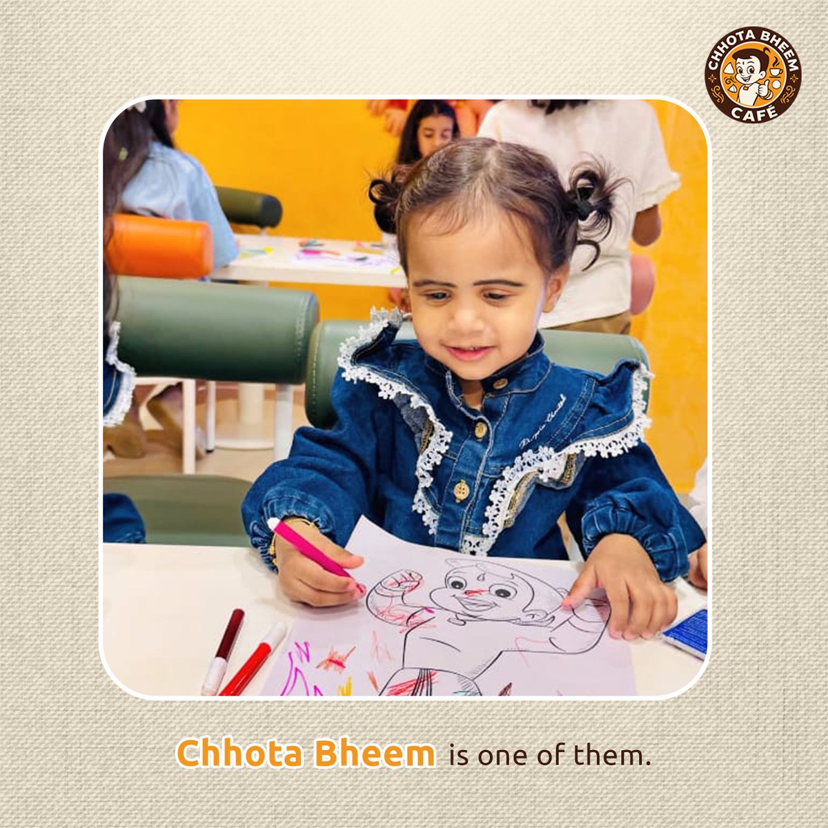 Chhotabheemcafe's tweet photo. Some childhood favourites never fade — they simply become part of the next generation. 💛

At Chhota Bheem Café, families are creating new memories with a character they’ve loved for years.

#ChhotaBheem #ChhotaBheemCafe #FamilyTime #ChildhoodMemories #Dholakpur https://t.co/t8jBuiBp21