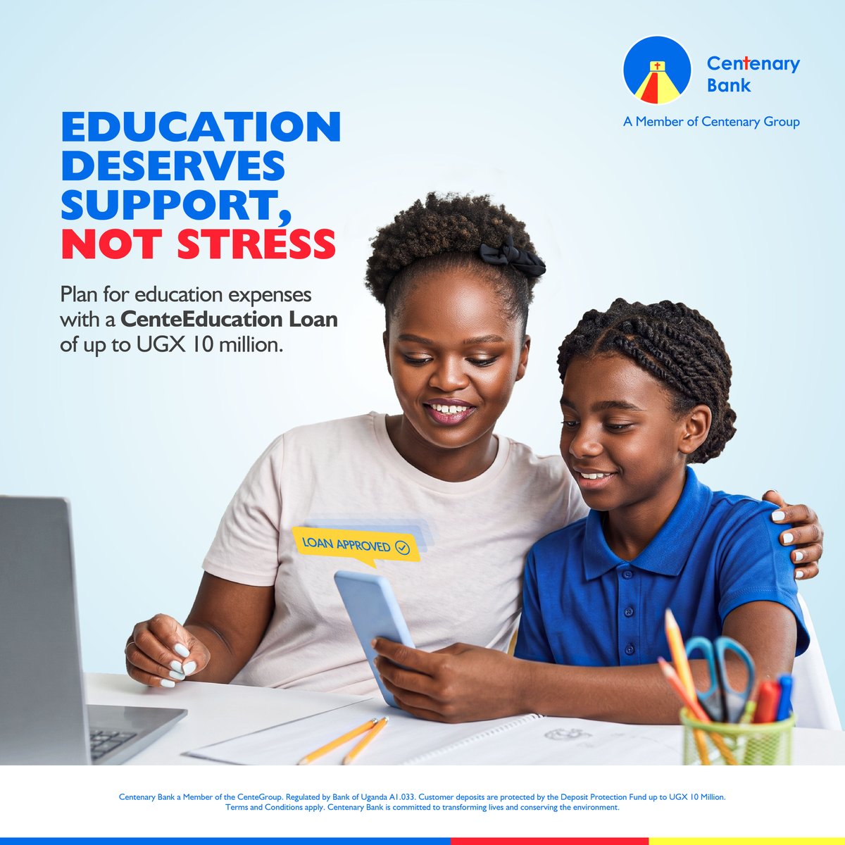 CentenaryBank's tweet photo. Education is bigger than one school-fees deadline. If you're planning for education expenses, talk to Centenary Bank about the CenteEducation Loan and how it can support your plans. #CenteEducationLoan https://t.co/riHyw2iOoJ