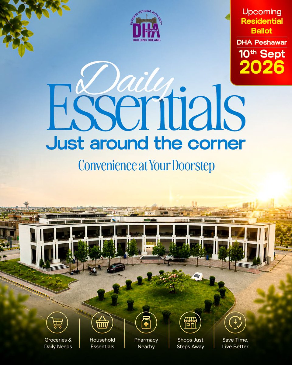 LahorePropertie's tweet photo. #Peshawar #DHAPeshawar #ResidentialBallot #DailyEssentials #ConvenienceAtYourDoorstep #ModernLiving #PremiumLiving #LiveBetter #BuildingDreams #DHA #InvestInDHA https://t.co/crkQAZPuPK
