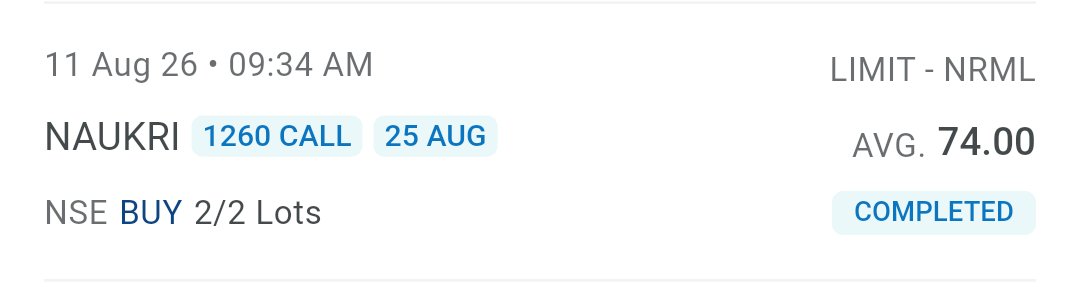 MasterTrader707's tweet photo. My Order Entry In #NAUKRI CE https://t.co/a7VUoWXbFa