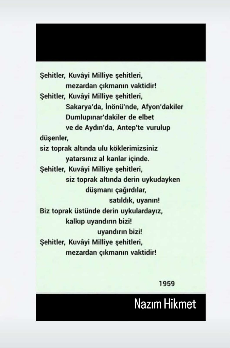 yvzah's tweet photo. Büyük şairden düne ve bugüne uygun bir şiir bırakalım. Şehitlerimize derin saygıyla… https://t.co/xwdMu6651u