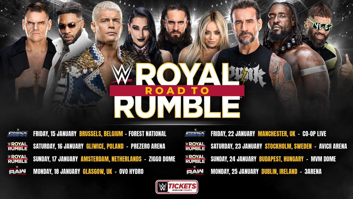 game_on32205's tweet photo. 🚨 WWE announces NEW live events on the road to the Royal Rumble. https://t.co/LOO6Fe2JGE