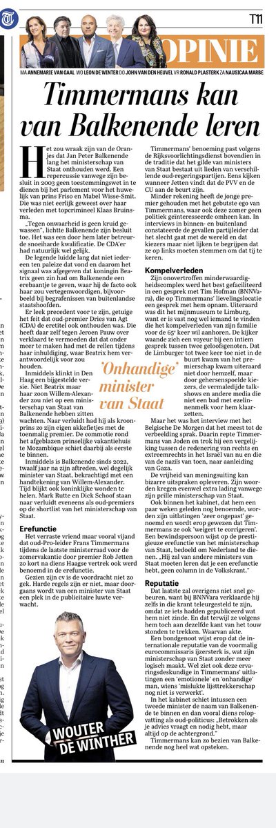 HammersteinO's tweet photo. Ook Wouter de Winther fileert rancuneuze Timmermans en zijn volkomen onterechte benoeming tot minister van staat. https://t.co/pF1kRxwOTf